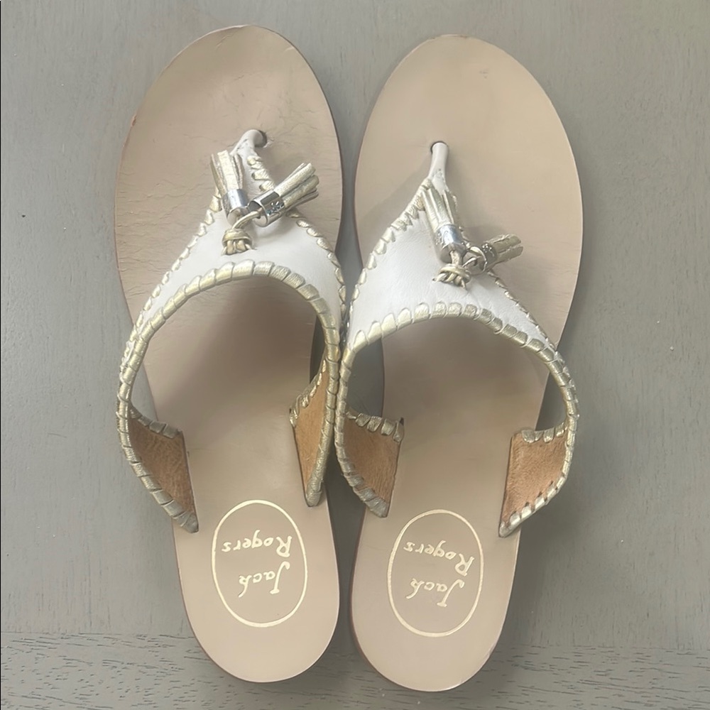 Jack Rogers Women's Cream and Silver Sandals
